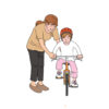 子供の自転車練習をするママパパに